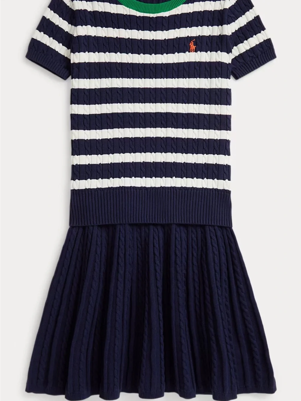 Ralph Lauren Navy, White & Green Striped Knit Dress